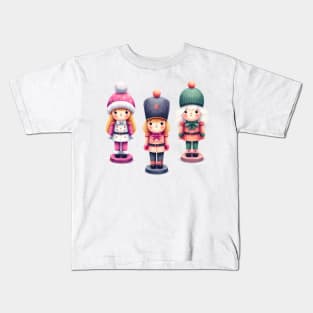 Pastel Christmas Nutcracker Dolls Girly Nutcrackers Kids T-Shirt